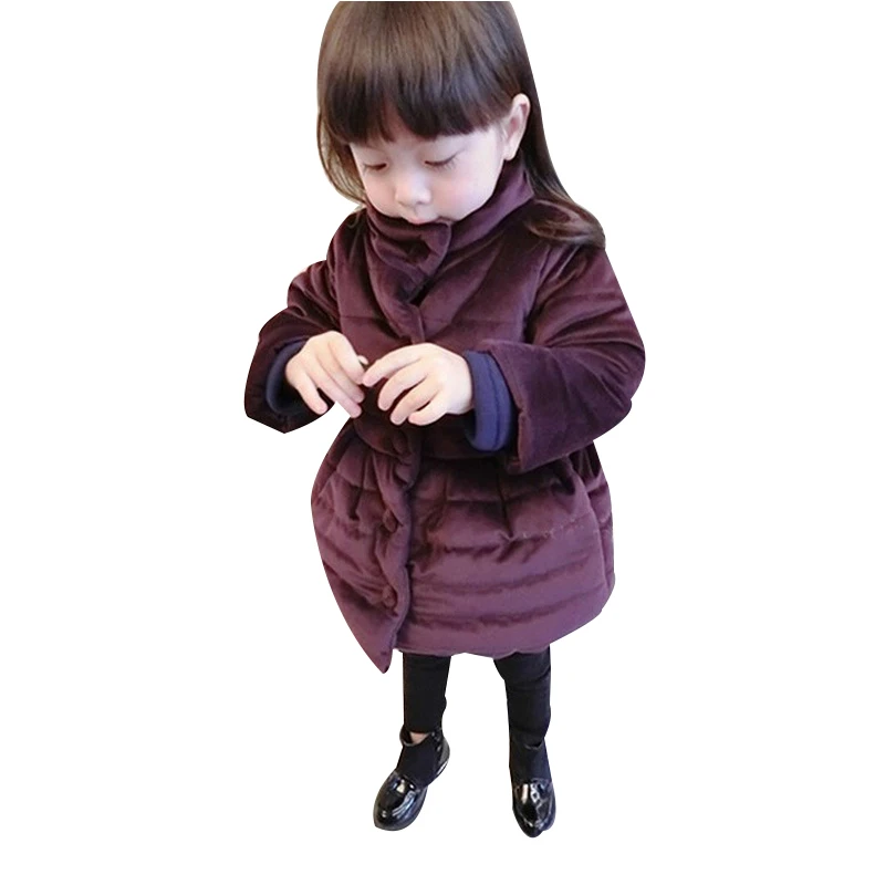 Зимняя одежда новая Корейская куртка для девочек однотонный утепленный детский
