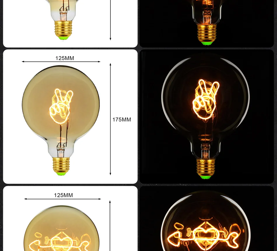 Марочные шарики edison домашняя декоративная светодиодная лампа накаливания 4 Вт с регулируемой яркостью G125Love Home Yes Note Copid's Arrow настольная лампа