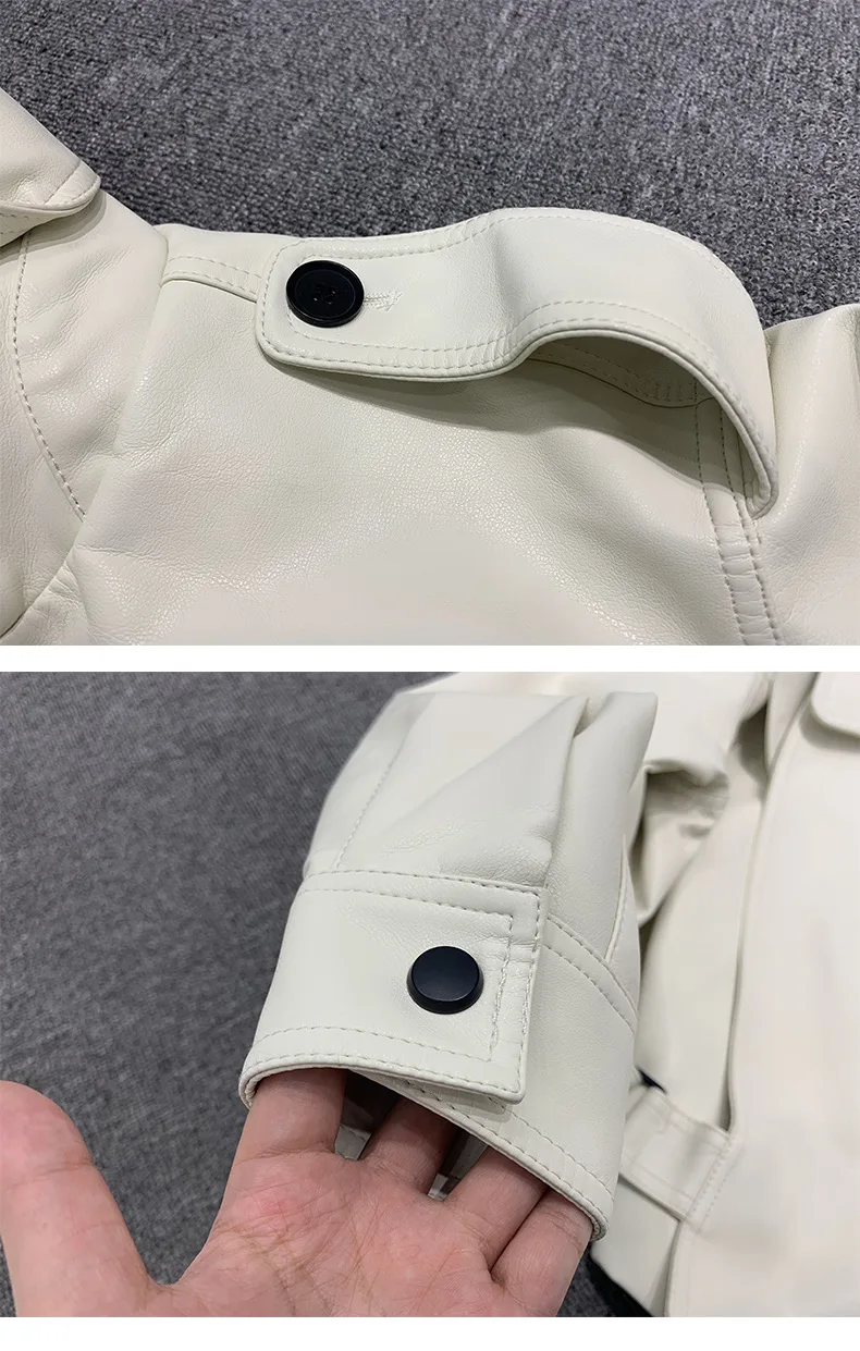 

New 2021 spring autumn women's PU leather clothes loose short leather jacket motorcycle jacket casual coat fashion