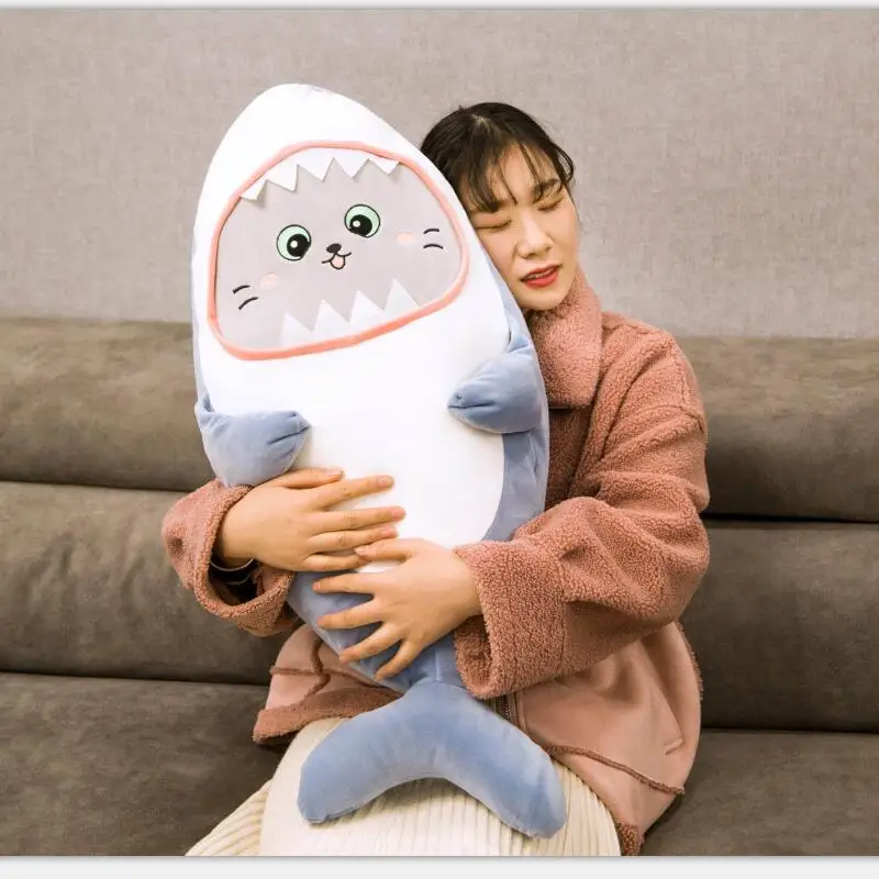 Милая плюшевая игрушка в виде кота улыбки акулы мягкие морские животные