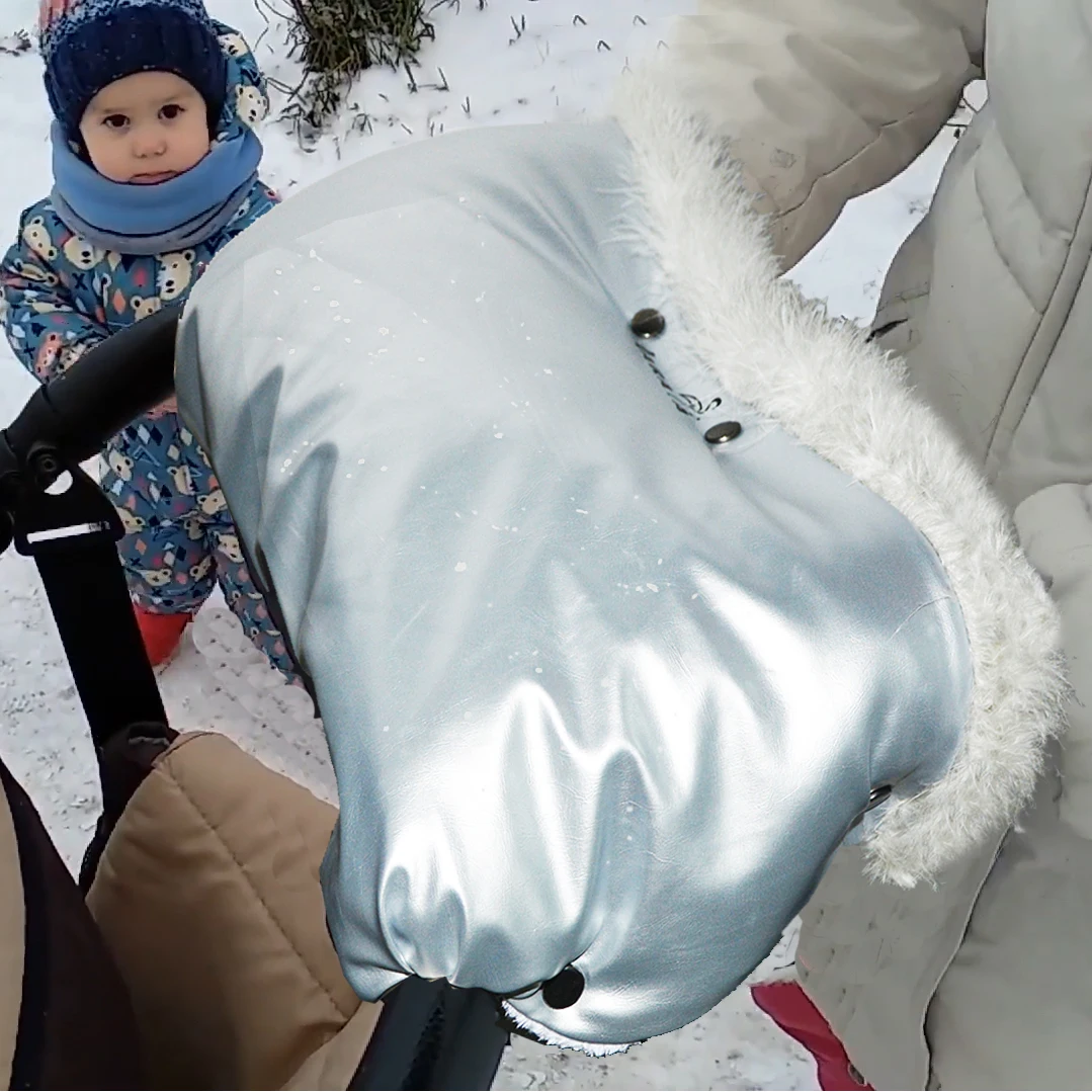 Cochecito de beb&eacute; Universal de lujo, piel de cuero, Muff de mano, c&aacute;lido, de invierno, 6 colores-0