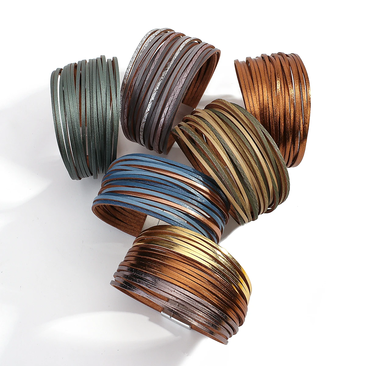 Браслеты ALLYES в стиле бохо Многослойные женские тонкие кожаные ювелирные