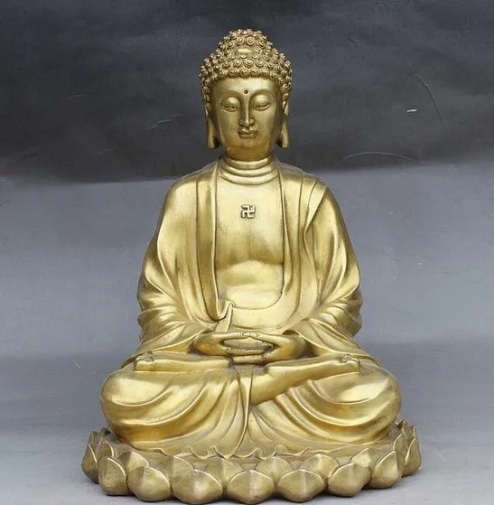 YM 307 15 &quotТибет Буддизм латунный шкив лотоса Шакьямуни статуя Будды | Дом и сад