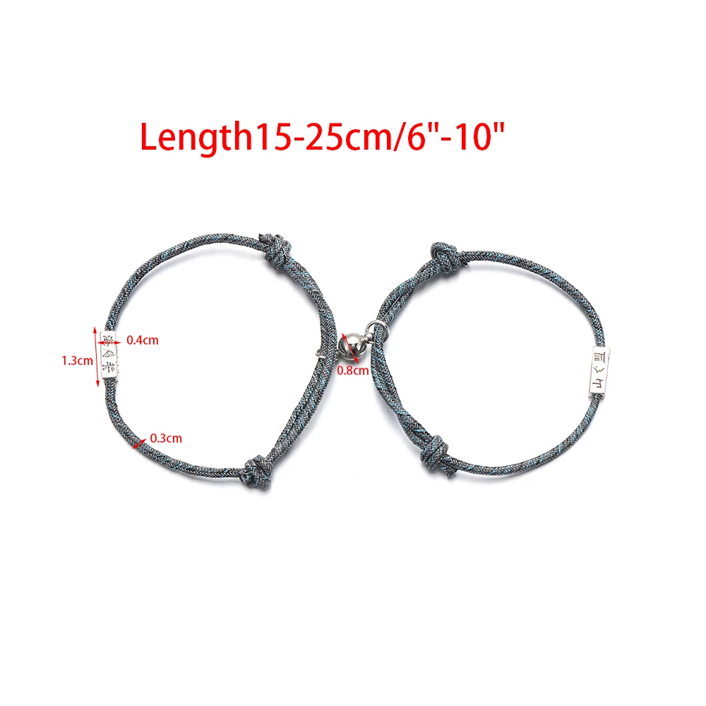 2 шт. Новый Плетеный веревочный браслет для пары магнитный на расстоянии любовь