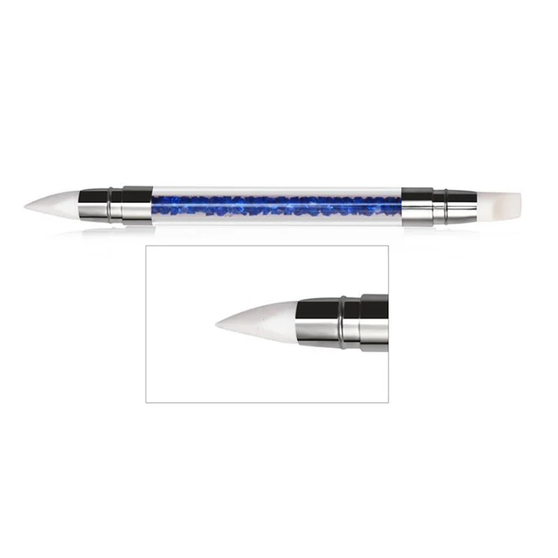 

1Pc Dual-ended 2 Ways Nail Art Silicone Sculpture Pen 3D Carving DIY Glitter Powder Liquid Manicure Dotting Brush Nail Tips Tool