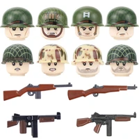 8pcs ww2 us military army infantry soldiers figures building blocks airborne division 101st weapons guns parts mini bricks toys