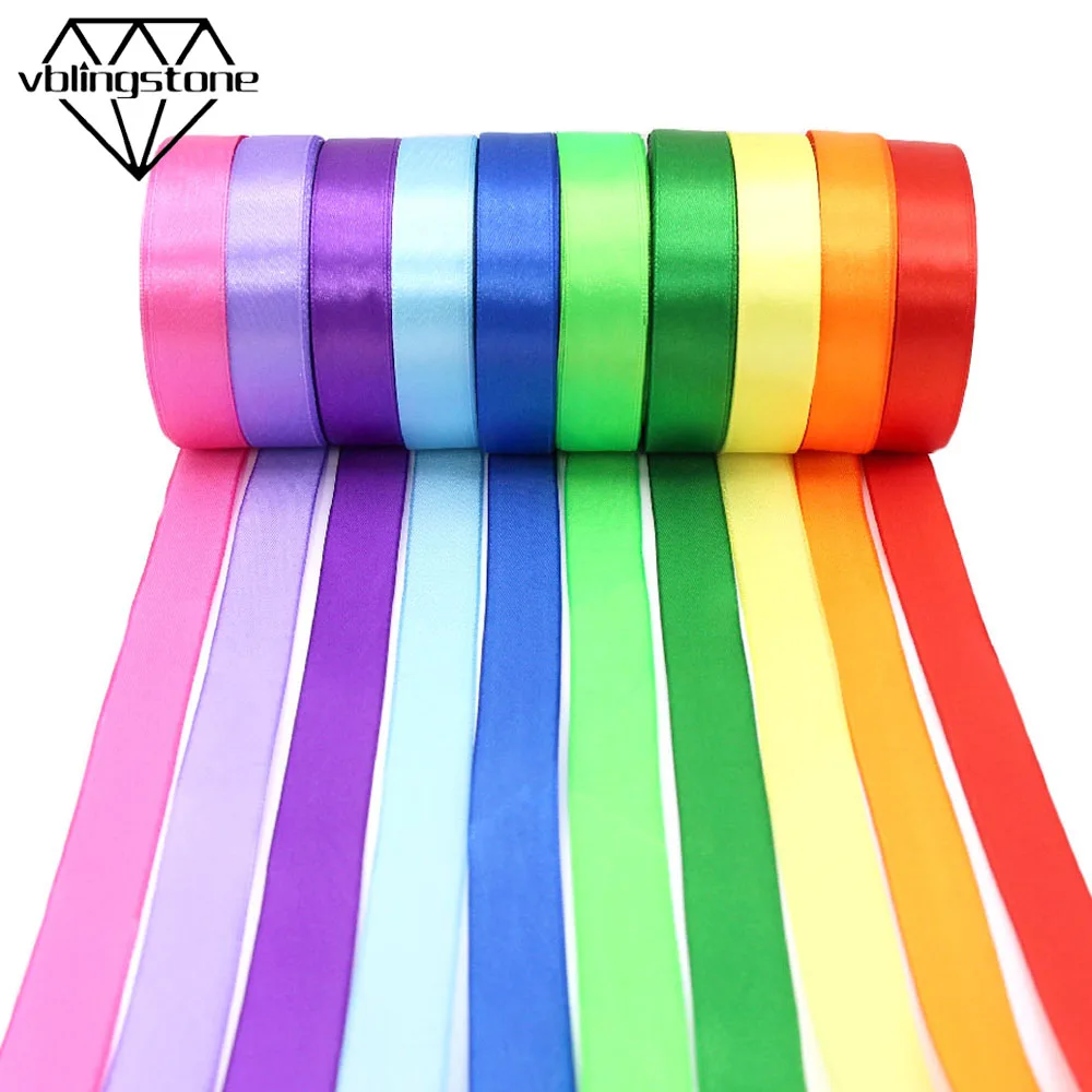 25 ярдов атласные ленты оптом сплошной цвет Скрапбукинг Материал Подарочная