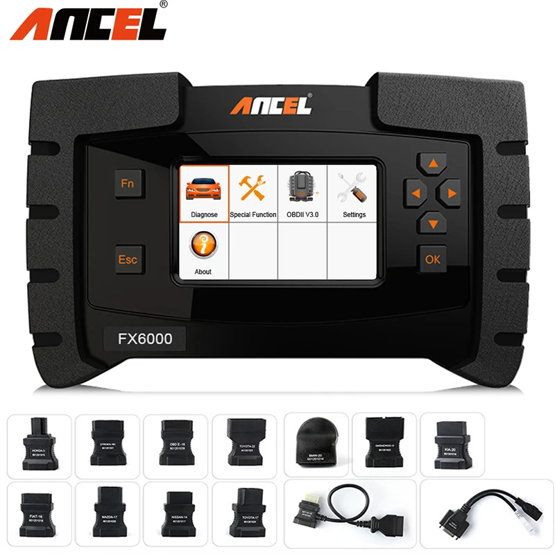 ANCEL FX6000 OBD2 сканер полная система автомобильный считыватель кодов OBDI2 ABS SRS DPF IMMO