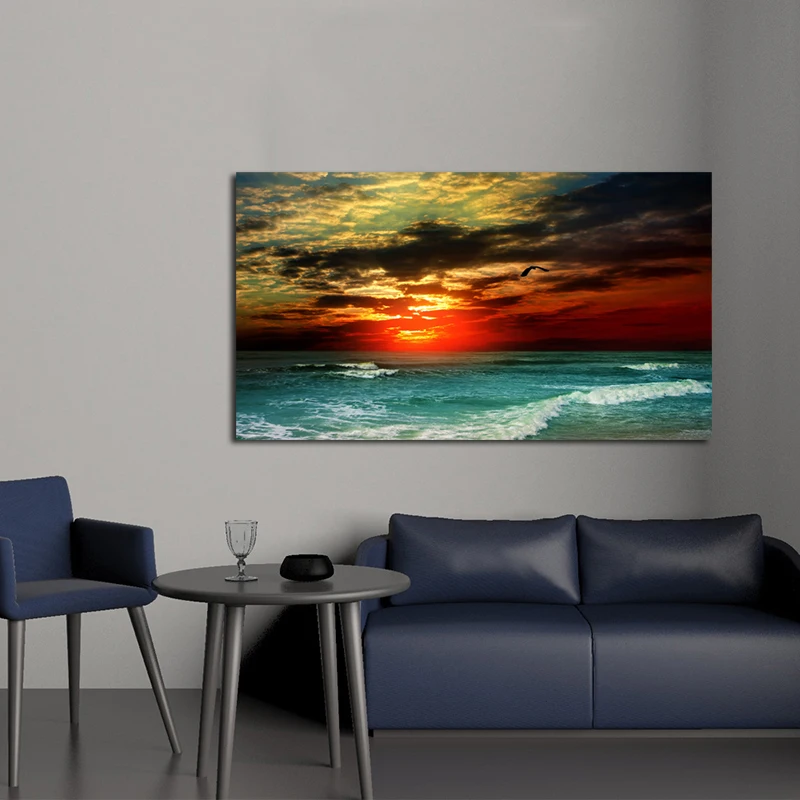 

RELIABLI ART Canvas Paintings Landscape Pictures Sunset Beach Wall Art Posters And Prints For Living Room Decoration No Frame