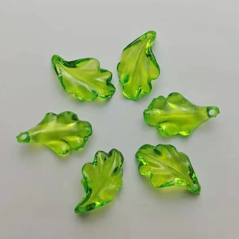 

30Pcs 15x24mm Green Leaves Plastic Pendants Beads For DIY Jewelry Necklace Bracelet Earring Accessories Making