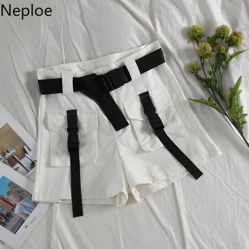 Neploe, модные женские шорты с поясом в стиле сафари, шорты с карманами, женские свободные шорты в Корейском стиле, женские шорты с высокой талией, 45327