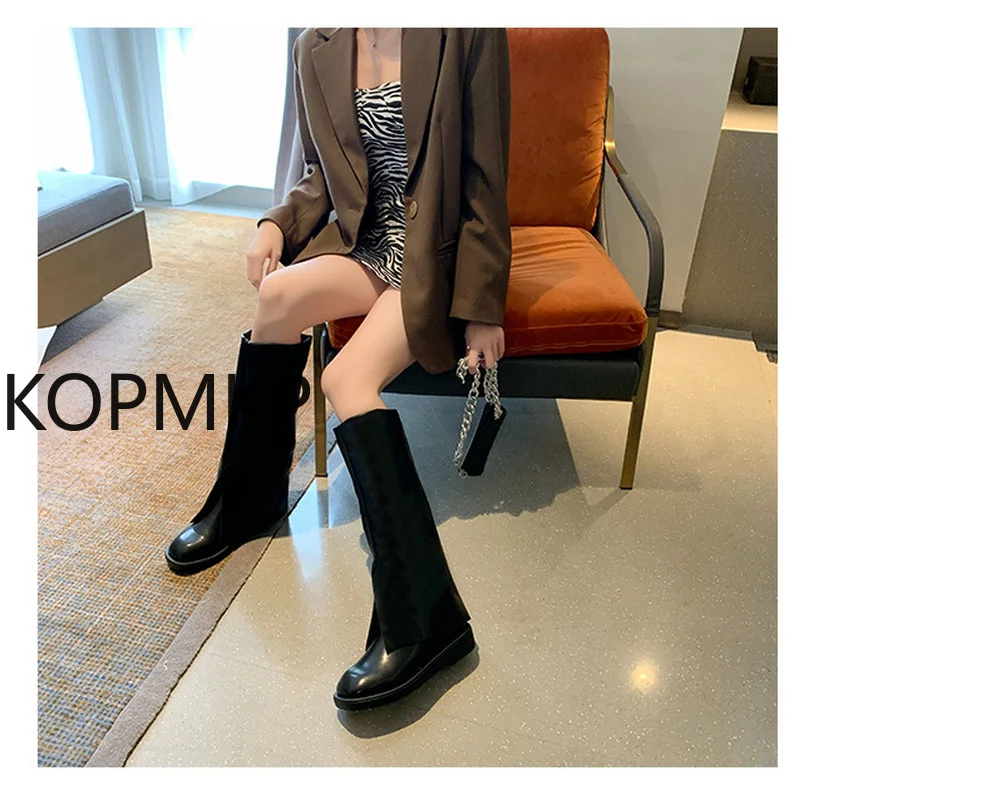 

Популярные модные женские сапоги до колена, повседневные праздничные лаконичные длинные сапоги из искусственной кожи на толстом каблуке, ж...