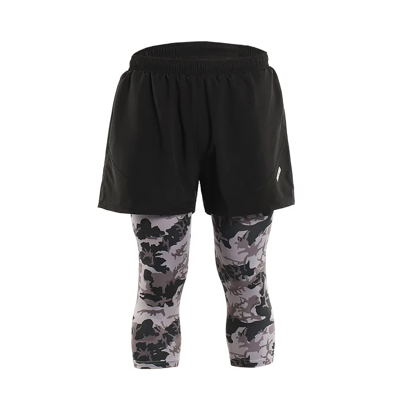 180 camouflage gray ARSUXEO мужские шорты 2 в 1 для бега с 3/4 компрессионные колготки тренировочные шорты для бега быстросохнущие дышащие 180 - Цвет: 180 camouflage gray