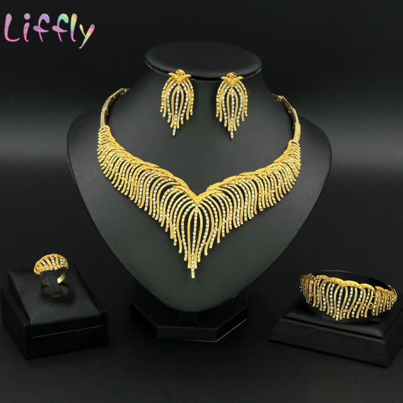 Африканские Ювелирные наборы классическое хрустальное ожерелье серьги кольцо