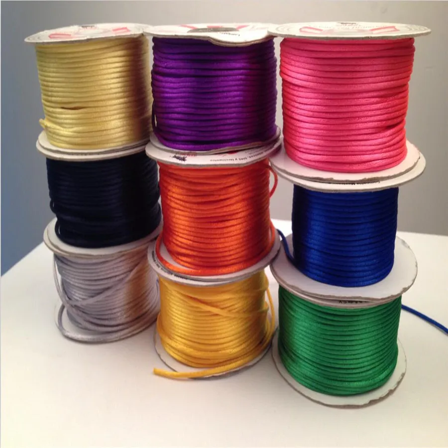 

10M/lot Braided Macrame Silk Macrame Cord Rope Thread Wire 2mm DIY Chinese Knot Satin Bracelets Making Findings Beading