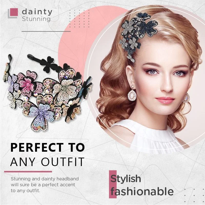 Ободок для волос с кристаллами и бусинами Женский модный головной убор ручной