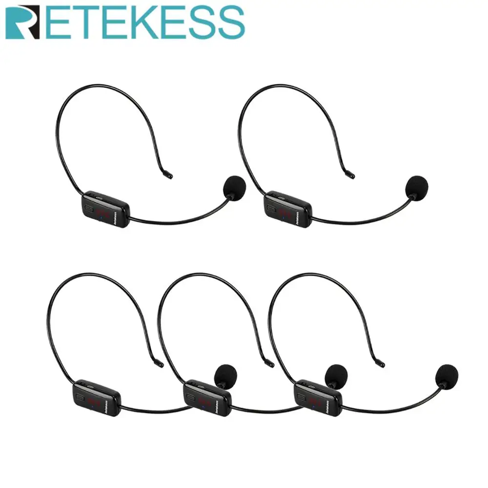 5 шт. беспроводной конденсаторный микрофон Retekess TR503 с FM радио гарнитура усилитель