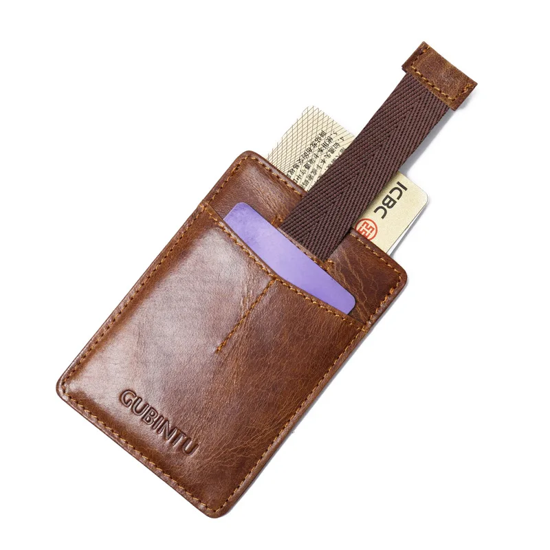 Antimagnetic Genuine Leather RFID Creative Pull-out Ultra-Thin Card Holder Bank Credit Clip Set | Багаж и сумки