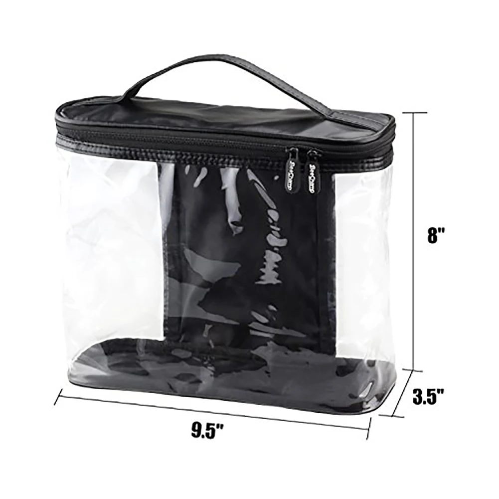 

Cosmetic Bags Portable Clear Toiletry Case Makeup Bag Set Transparent PVC Pouch Handbag Storage Organizer Kit With Handle Strap