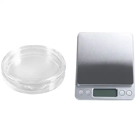 10 шт небольшие набора круглых прозрачных ленточек Пластик капсулы для монет коробка 26 мм и 1 шт. точность 3000 г X 0,1 г цифровые весы Баланс Вес