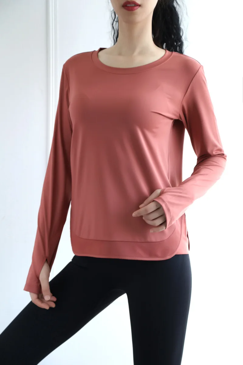 Женские топы Спортивные Свободные Джерси Mujer Dri Fit, тренировочные рубашки с круглым вырезом и длинным рукавом для занятий йогой, женская футболка для тренировок