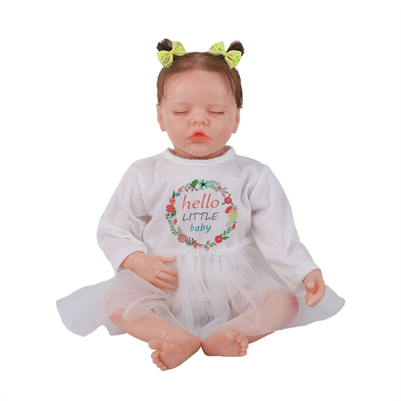 

Lifelike Reborn Crooked With Mouth Doll 17" Realistic Sleeping Girl Princess Lovely Baby Dolls For Kid Birthday Gift Toddler Toy