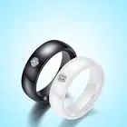 Кольцо женское керамическое, 6 мм, стразы