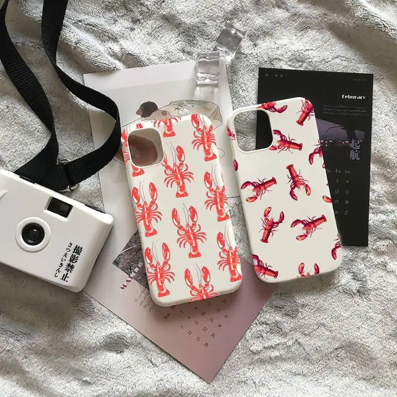 

lobster crab Animal Phone Case Candy Color for iPhone 6 7 8 11 12 s mini pro X XS XR MAX Plus
