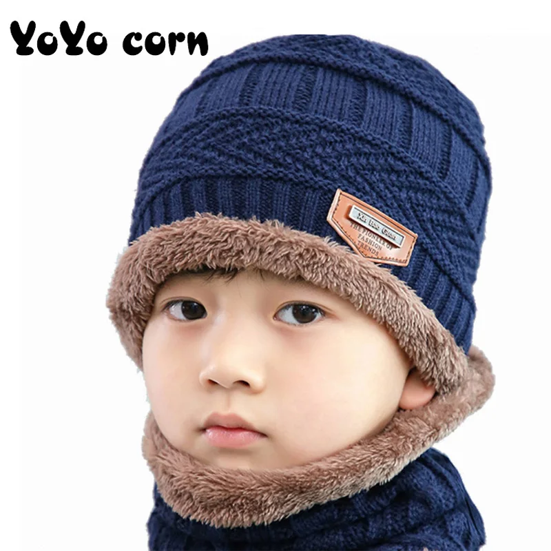 YOYOCORN бархатная шапка для родителей и детей, комплект из 2 предметов, очень теплая зимняя Балаклава, вязаные шапки и шарфы для детей 3-13 лет, шапки для мальчиков и девочек