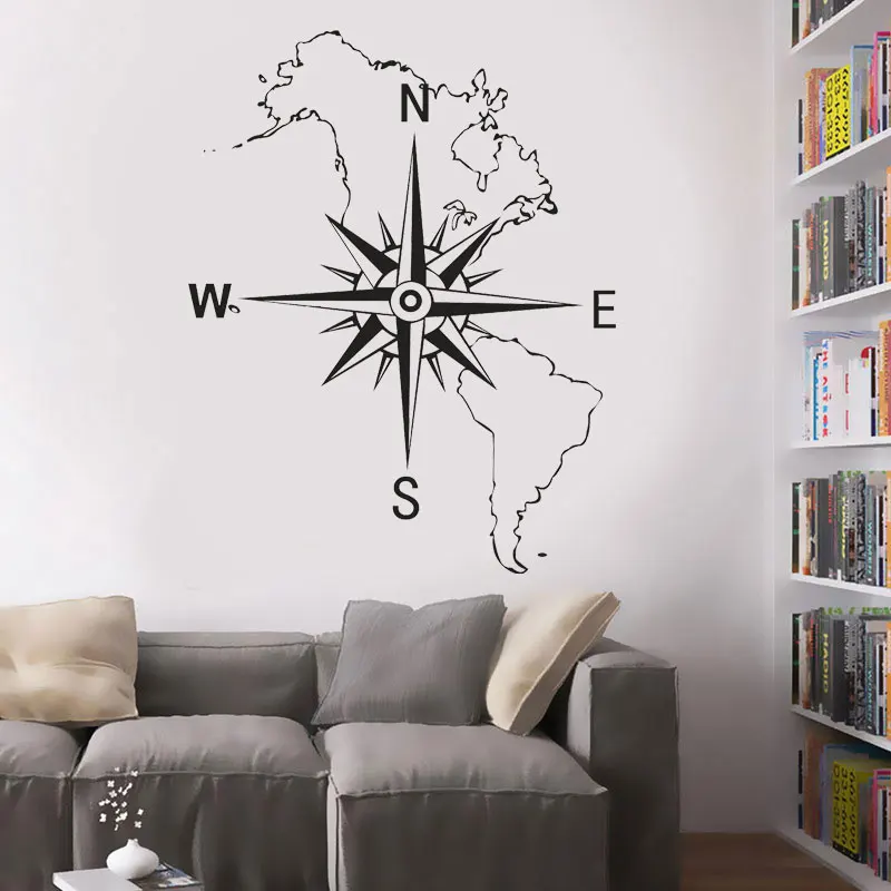Mapa Mundi Compass морской домашний декор художественные настенные наклейки виниловые