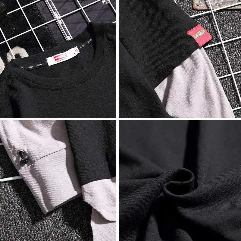 

Korean Version Solid Color Velvet Mens Sweatshirt Harajuku Fleece Retro Hip Hop Stranger Things Fake Two Hooded Hoodies