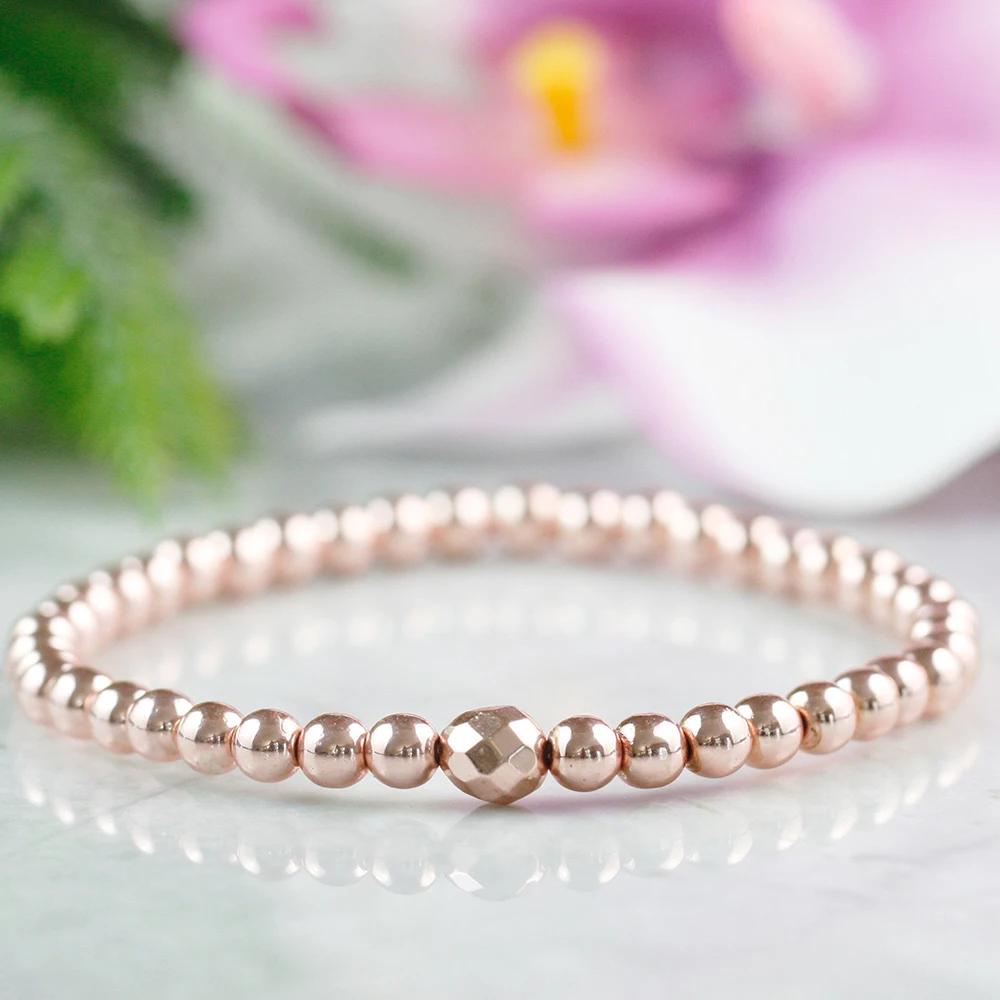 Ruberthen 4 мм натуральный изящный гематит браслет из бисера штабелируемые браслеты