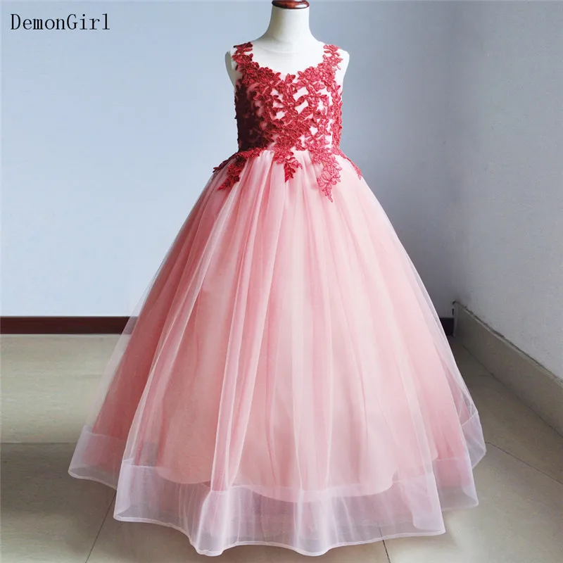 

Classic Flower Girl Dress Lace Appliques Ball Gown Children First Holy Communion Dresses Custom Made