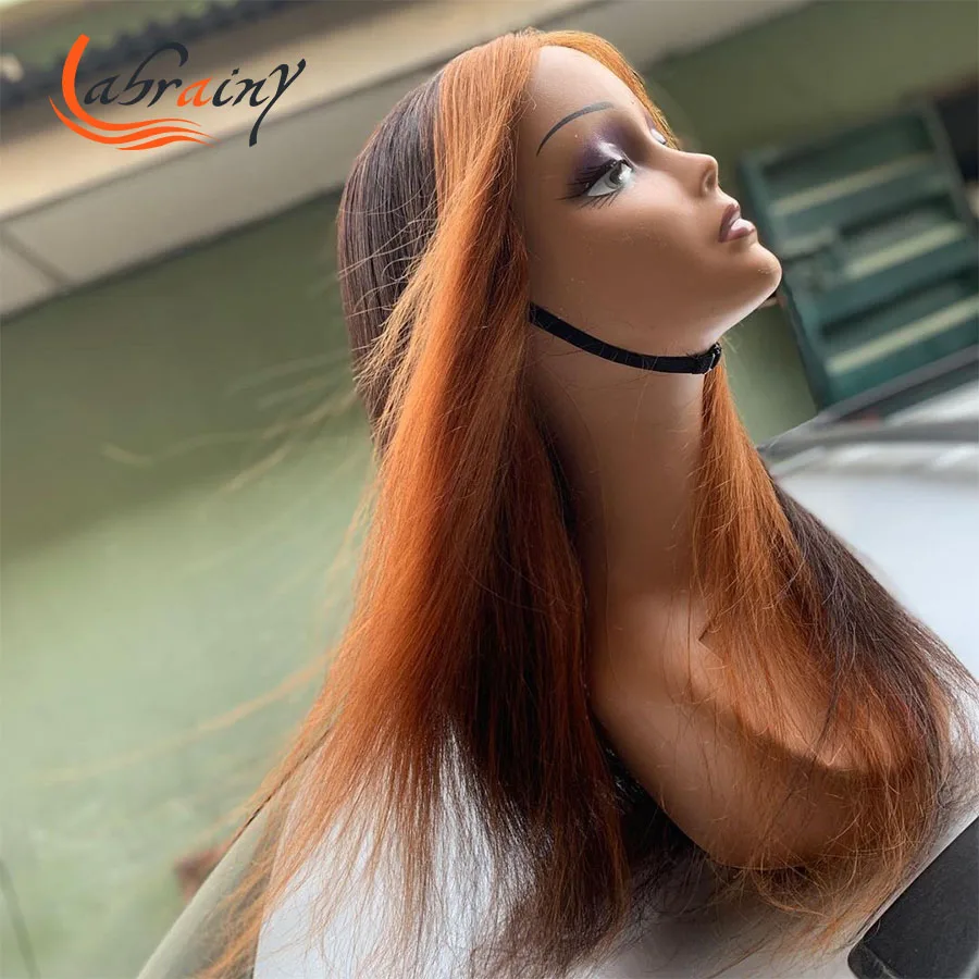 

Highlight Honey Blonde HD Transparent Human Hair Wigs Colored Straight Remy Wig Pre Plucked Bleached Knots 13x1+4x1