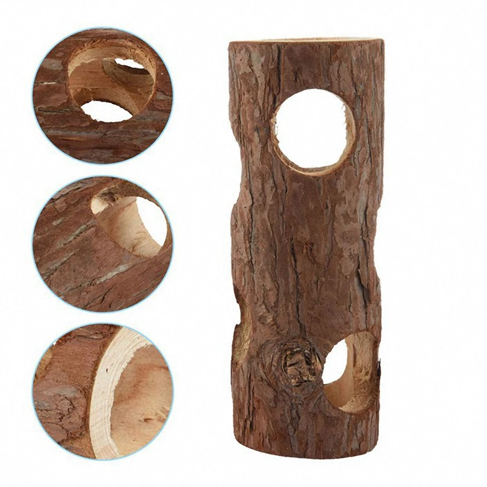 

15/20CM Small Pet Tunnel Toy Natural Wooden Hamster Tunnel Exercise Tube Chew Toys Funny Rabbit Rat Guinea Pig Chewing Bite Toys