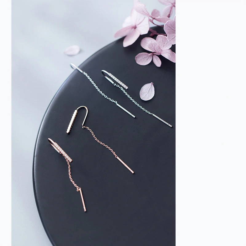 

La Monada Inlay Women Drop Silver Earrings 925 Sterling Silver Fine Jewelry For Women Hanging Dangle Tassel Earrings Women Drop