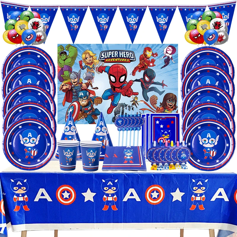 

6People Birthday Party Marve Captain American Avengers Decorations Baby Shower Party Supplies Balloons Set Customize Background