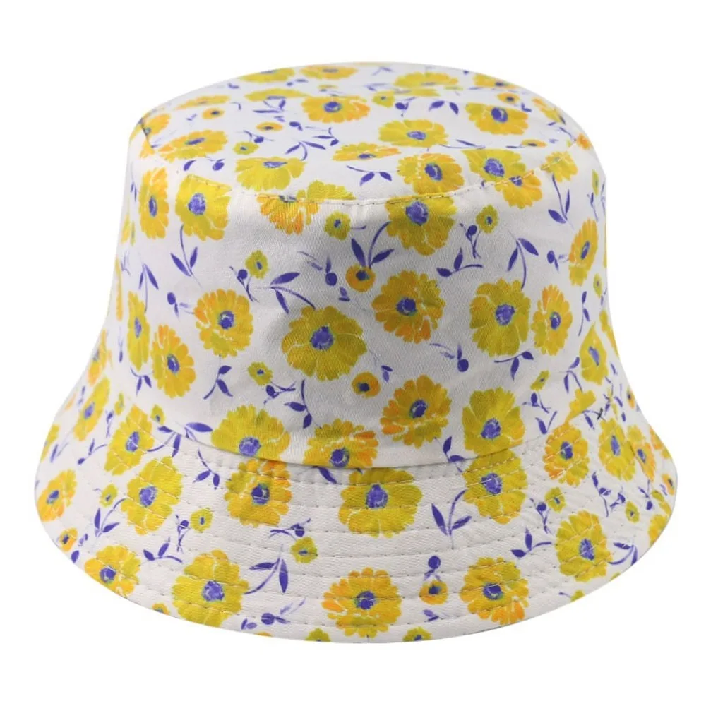 

3D sunflower double-sided fisherman hat Bucket Hats Unisex Sun Hat Basin Cap Women Panama Outdoor