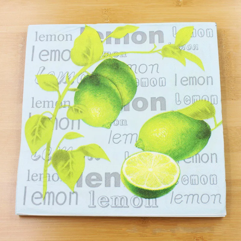 Новый 20 штук лимонов Одежда с цветочным принтом здоровый салфетка для декупажа