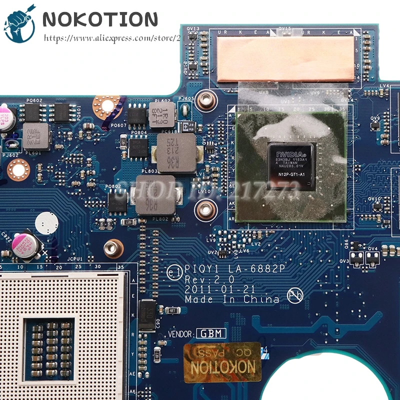 Материнская плата NOKOTION для ноутбука Lenovo IdeaPad Y570 HM65 DDR3 GT555M GPU PIQY1 LA-6882P основная -