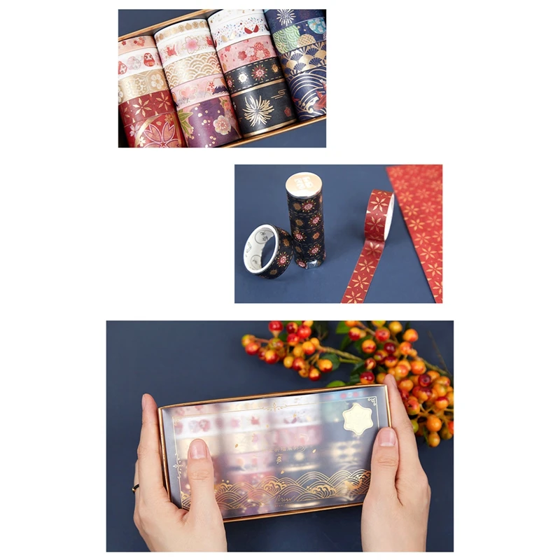 

20 Rolls Of Bronzing Brocade Hand Account And Paper Tape Set Decorative Stickers-girl's Heart. Love Letter 3cm/1.5cm/0.8cm X2m