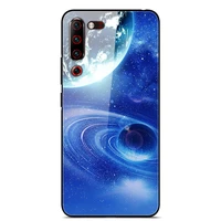 for lenovo z6 pro phone case tempered glass case back cover with black silicone bumper star sky pattern