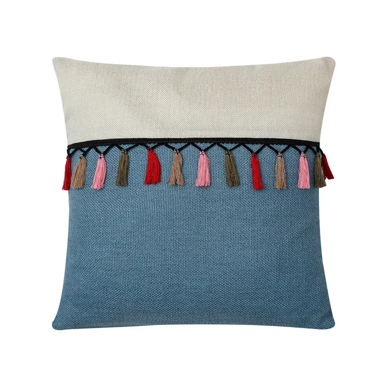 

45x 45cm Minimalist Sofa Pillow Cover Bedroom Cushion Cover Home Decoration for living Room Bed Room Linen Tassel Pillowcase