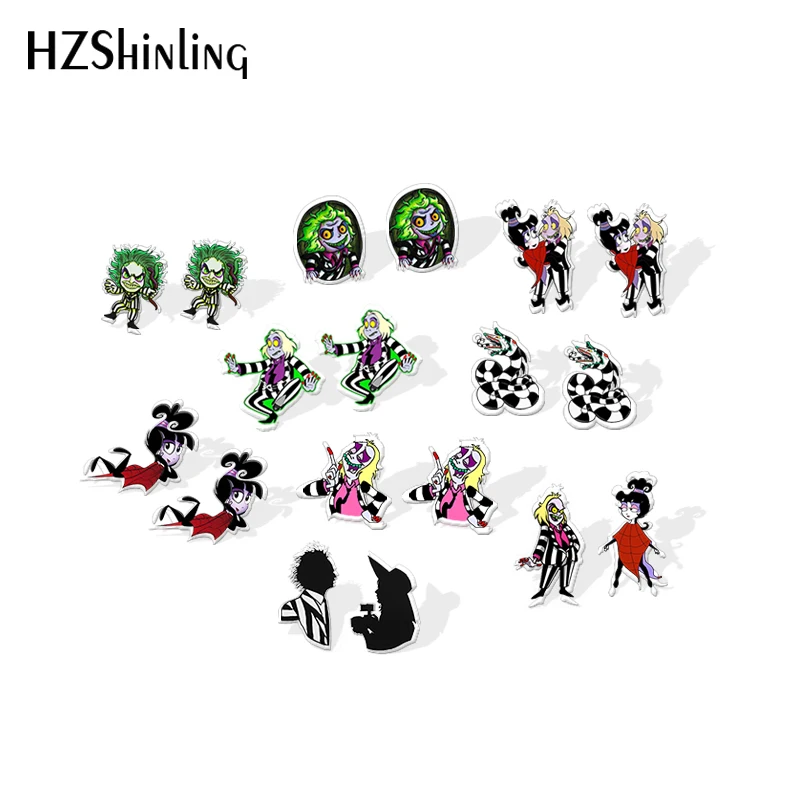 

2020 New Beetlejuice Lydia Stud Earring Deetz SandWorm Acrylic Earring Movie Jewelry Epoxy Handmade