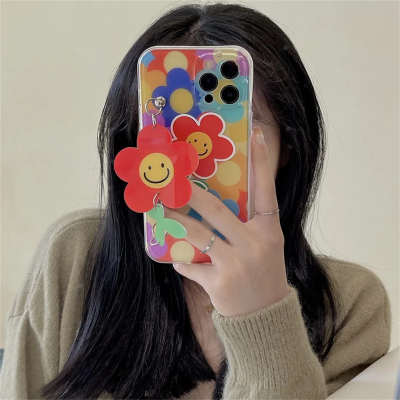 

Korean Sun Flower Bracelet Phone Case for iPhone 11 12 Pro XS Max Mini X XR 7 8 Plus SE Funny Chain Soft Shockproof Back Cover