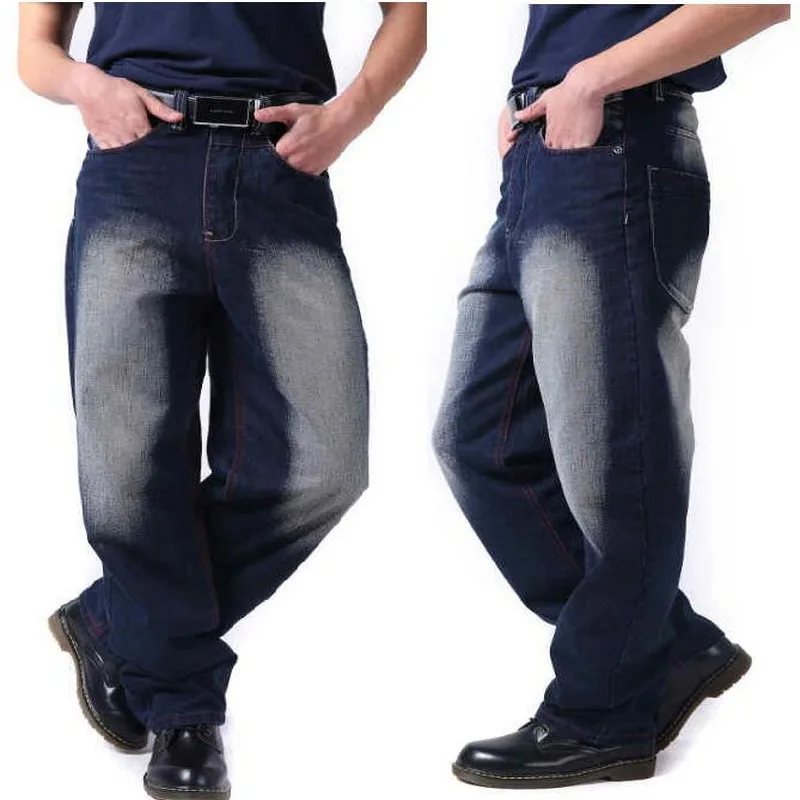 Men Jeans Fashion Loose Big Pockets Hip-Hop Skateboard Jeans Casual Men Denim Pants Design Brand Joggers Jeans