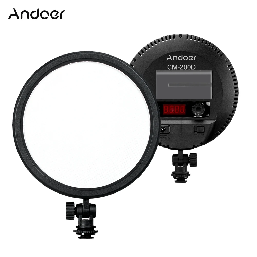 

Andoer CM-200D Pro 3200K-5600K Bi-color Dimmable LED Edge Light CRI93 6inch Round Ultrathin Daylight Photo Video Light Panel