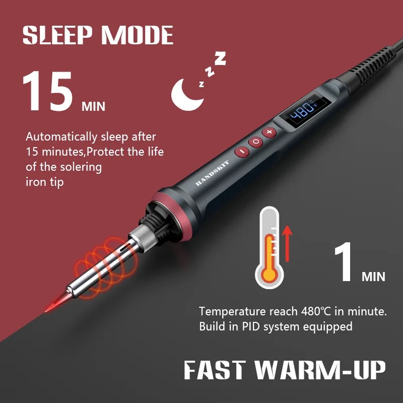 Электрический паяльник Handskit Цифровой с термоконтролем и 4 жилами мощность 90 Вт 5