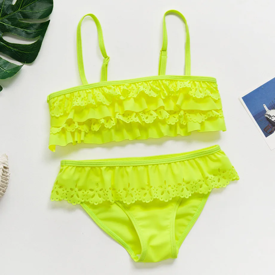 Купальник-бикини От 5 до 14 лет для девочек-подростков Раздельный купальник с