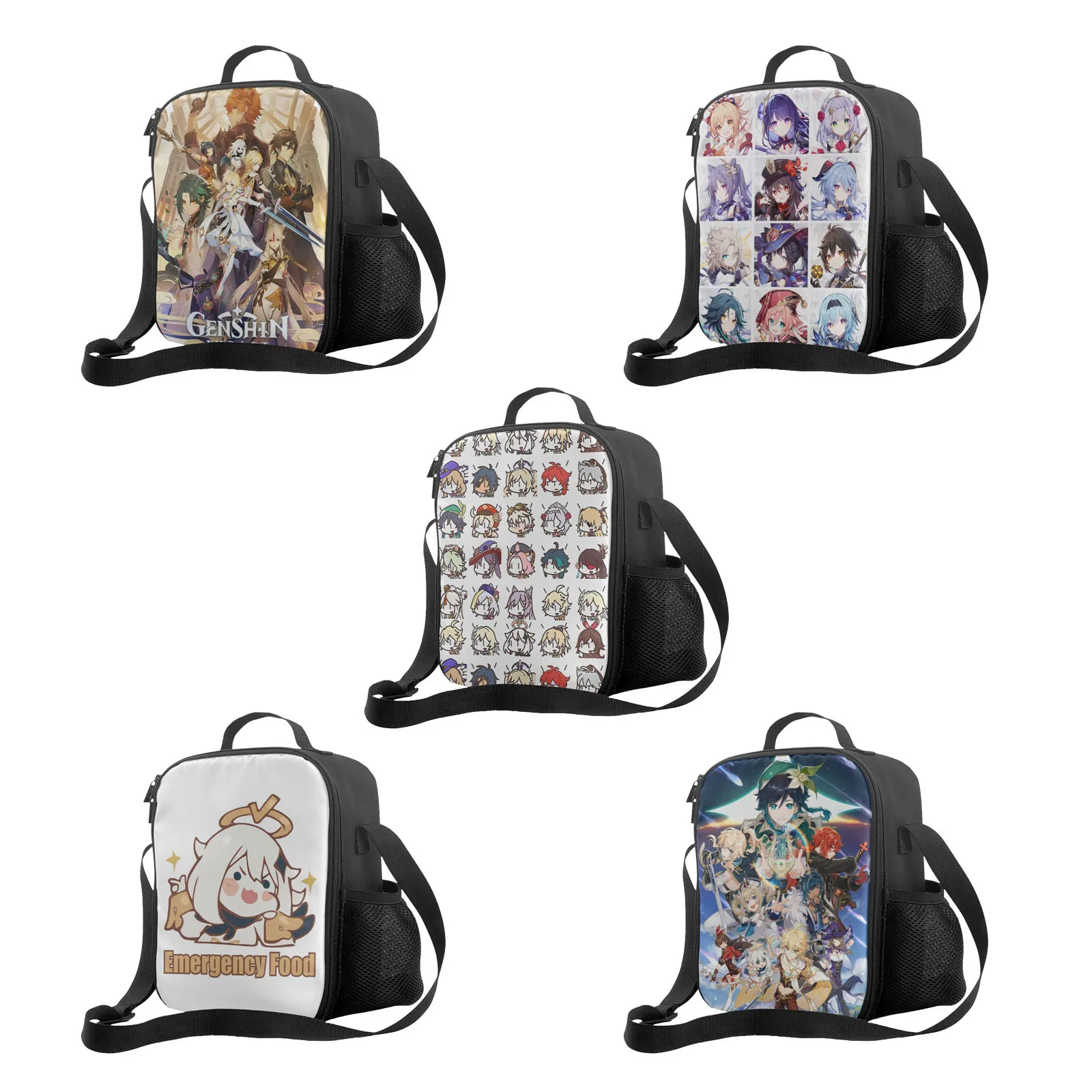 

Аниме игра Genshin ударопрочная сумка для ланча Сумка-тоут Ланч-бокс изолированный термоконтейнер для ланча с регулируемым плечевым ремнем